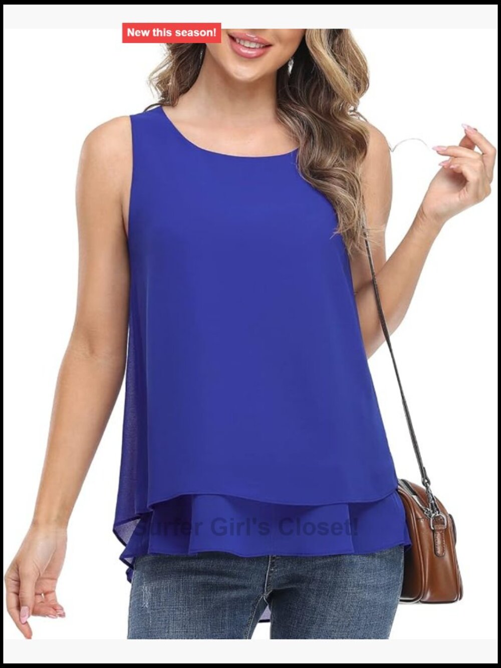 Double Layer Chiffon Tank Top Sleeveless Flowy Blouse Tunic